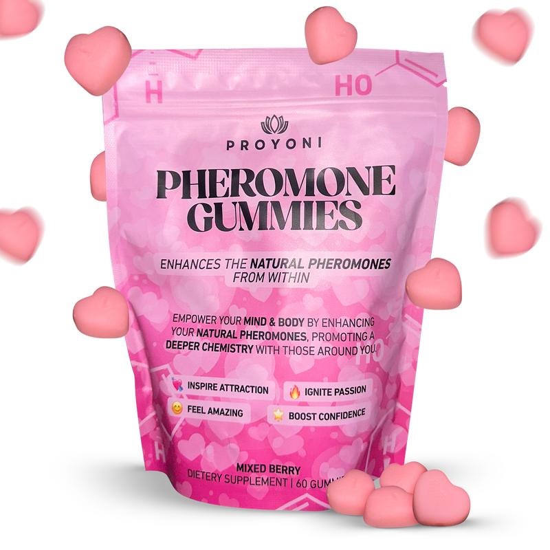 ProYoni Pheromone Gummies - Natural Attraction & Confidence Booster - Mixed Berry Flavor - 60 Gummies